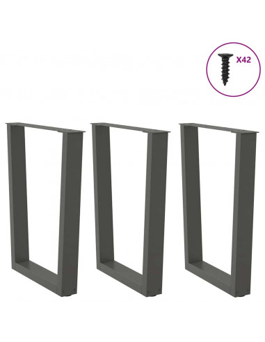 Gambe Tavolo Pranzo a V 3 pz Antracite 70x(72-73,3)cm Acciaio