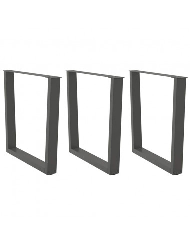 Gambe Tavolo Pranzo a V 3 pz Antracite 80x(72-73,3)cm Acciaio