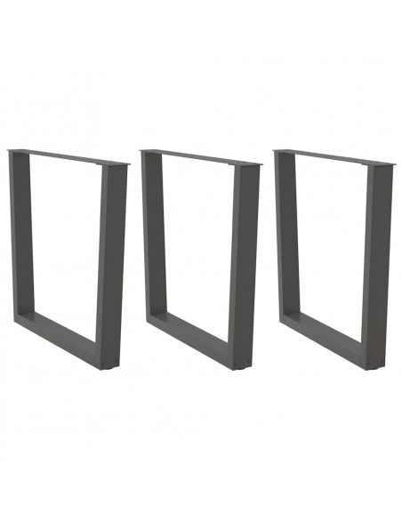 Gambe Tavolo Pranzo a V 3 pz Antracite 80x(72-73,3)cm Acciaio