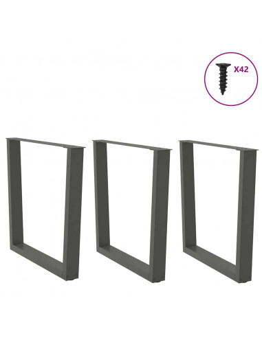 Gambe Tavolo Pranzo a V 3 pz Antracite 80x(72-73,3)cm Acciaio