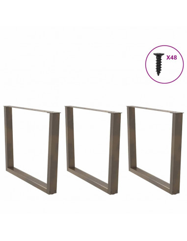 Gambe Tavolo Pranzo a V 3 pz Naturale 100x(72-73,3)cm Acciaio
