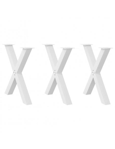 Gambe Tavolo Pranzo a X 3 pz Bianco 70x(72-73) cm Acciaio
