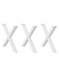 Gambe Tavolo Pranzo a X 3 pz Bianco 90x(72-73) cm Acciaio