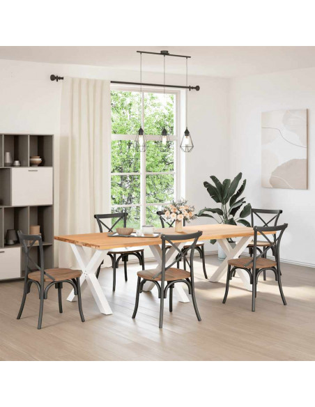 Gambe Tavolo Pranzo a X 3 pz Bianco 90x(72-73) cm Acciaio