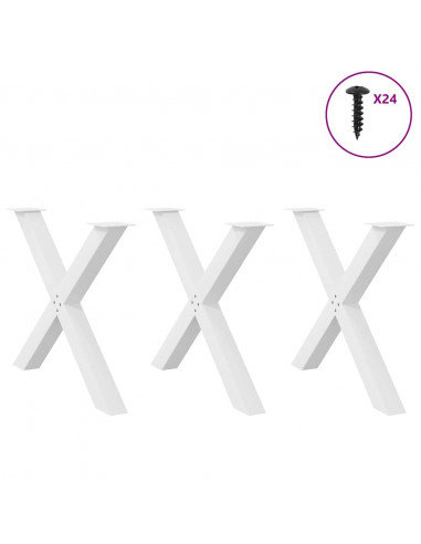 Gambe Tavolo Pranzo a X 3 pz Bianco 90x(72-73) cm Acciaio