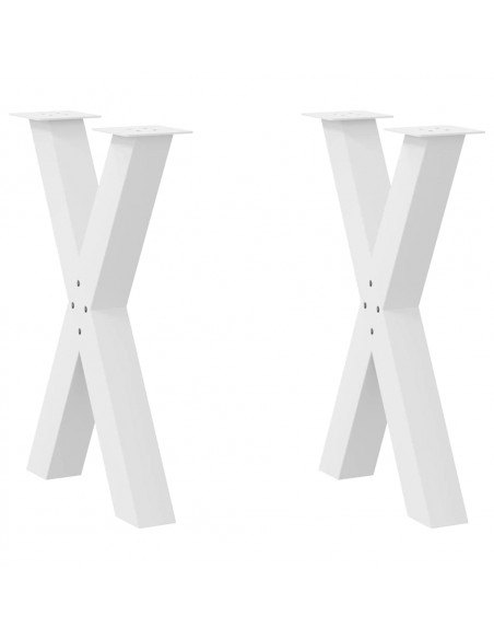 Gambe Tavolo Pranzo Forma X 2pz Bianco 50x(72-73)cm Acciaio