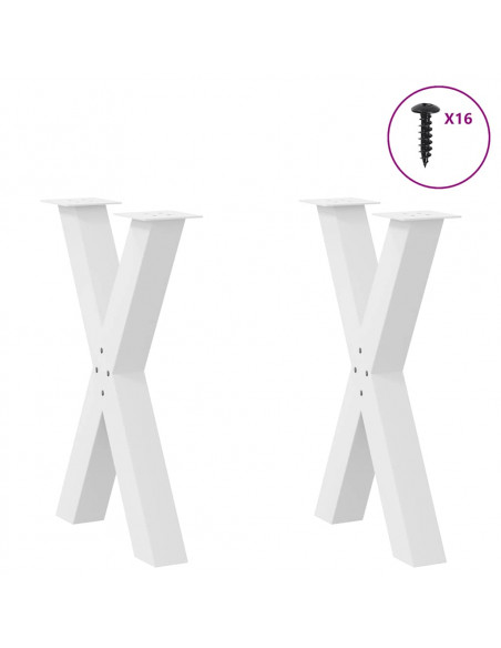 Gambe per tavolo da pranzo a forma di X 2 pz bianche 50x(72-73) cm in acciaio