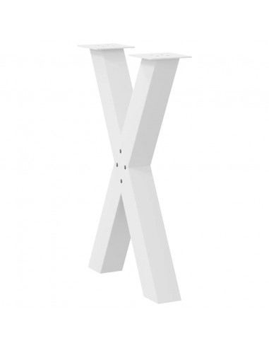 Gambe per tavolo da pranzo a forma di X 2 pz bianche 50x(72-73) cm in acciaio