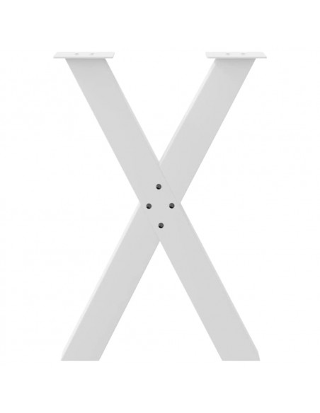 Gambe Tavolo Pranzo Forma X 2pz Bianco 50x(72-73)cm Acciaio