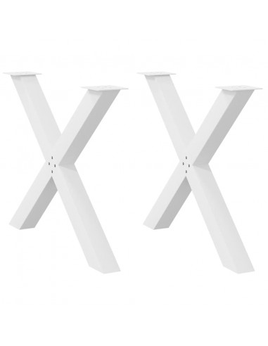 Gambe Tavolo Pranzo Forma X 2pz Bianco 90x(72-73)cm Acciaio