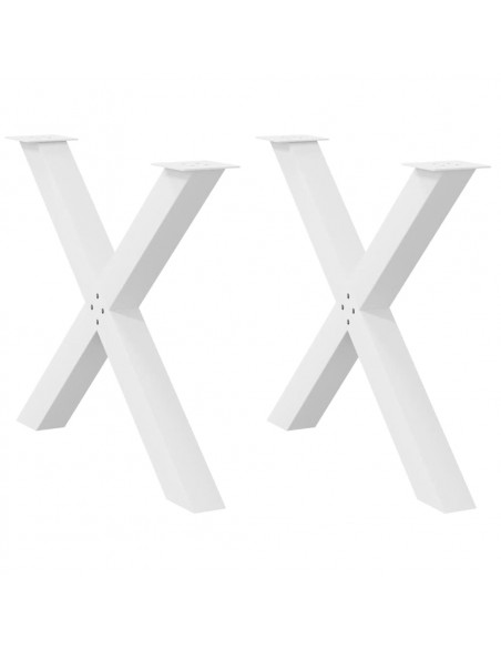 Gambe Tavolo Pranzo Forma X 2pz Bianco 90x(72-73)cm Acciaio