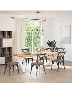 Gambe per tavolo da pranzo a forma di X 2 pz bianche 90x(72-73) cm in acciaio 2