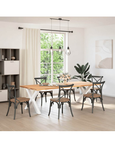 Gambe per tavolo da pranzo a forma di X 2 pz bianche 90x(72-73) cm in acciaio