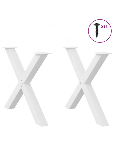 Gambe per tavolo da pranzo a forma di X 2 pz bianche 90x(72-73) cm in acciaio