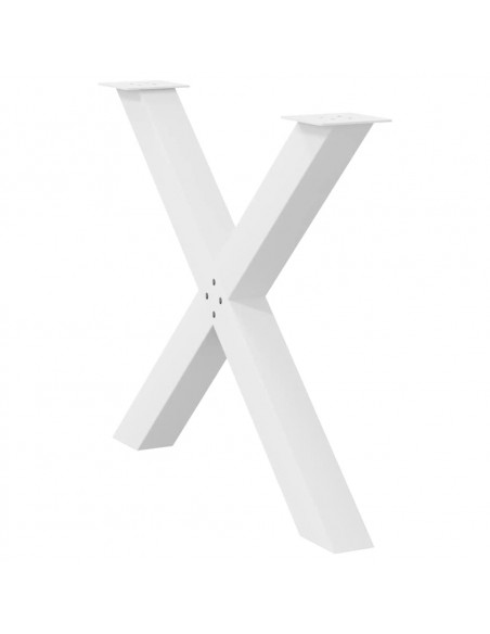 Gambe per tavolo da pranzo a forma di X 2 pz bianche 90x(72-73) cm in acciaio