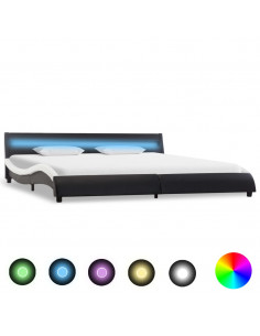 Giroletto con LED Nero e Bianco in Similpelle 180x200 cm