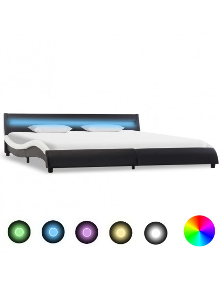Giroletto con LED Nero e Bianco in Similpelle 180x200 cm