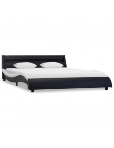 Giroletto con LED Nero e Bianco in Similpelle 180x200 cm 2