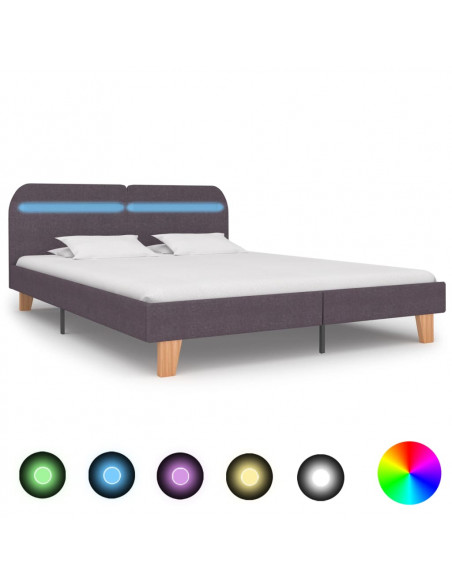 Giroletto con LED senza Materasso Tortora 150x200 cm in Tessuto