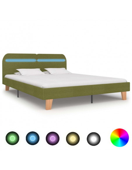 Giroletto con LED senza Materasso Verde 150x200 cm in Tessuto