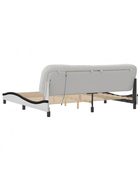Giroletto con Luci LED Bianco e Nero 200x200 cm in Similpelle