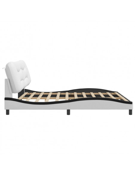 Giroletto con Testiera Bianco e Nero 200x200 cm in Similpelle