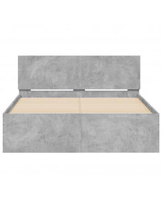 Giroletto con Testiera e LED Grigio Cemento 135x190 cm