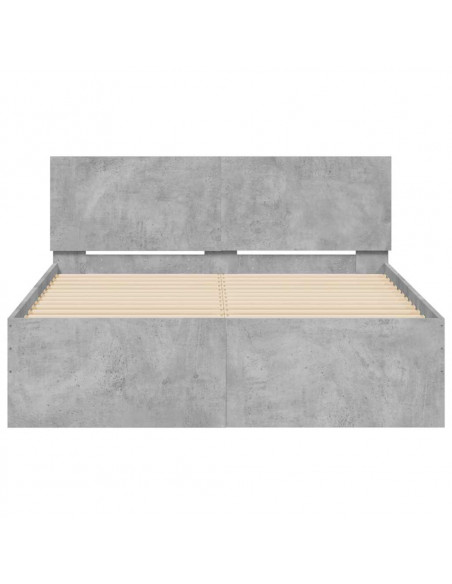 Giroletto con Testiera e LED Grigio Cemento 135x190 cm
