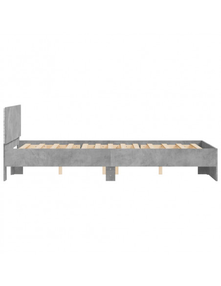 Giroletto con Testiera e LED Grigio Cemento 135x190 cm