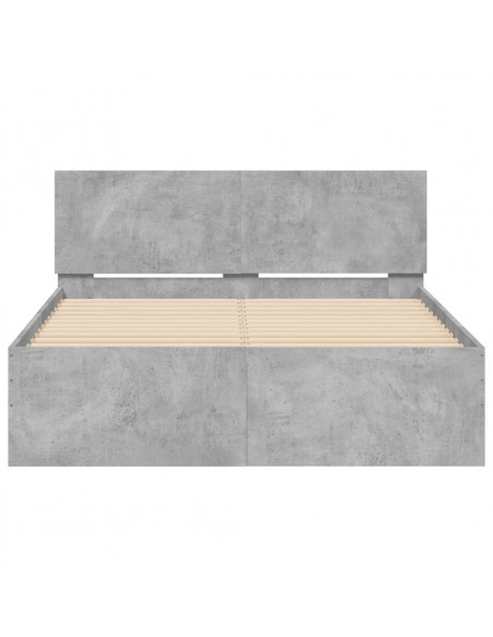 Giroletto con Testiera e LED Grigio Cemento 140x190 cm