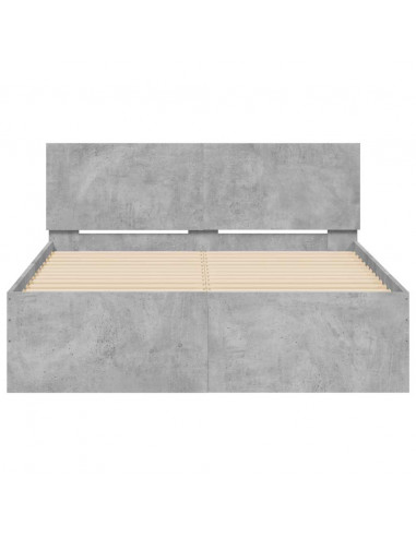 Giroletto con Testiera e LED Grigio Cemento 140x200 cm