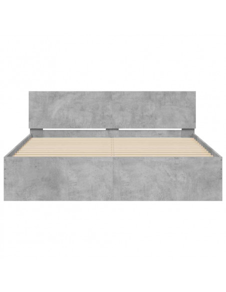 Giroletto con Testiera e LED Grigio Cemento 150x200 cm