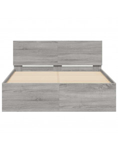 Giroletto con Testiera e LED Grigio Sonoma 120x190 cm