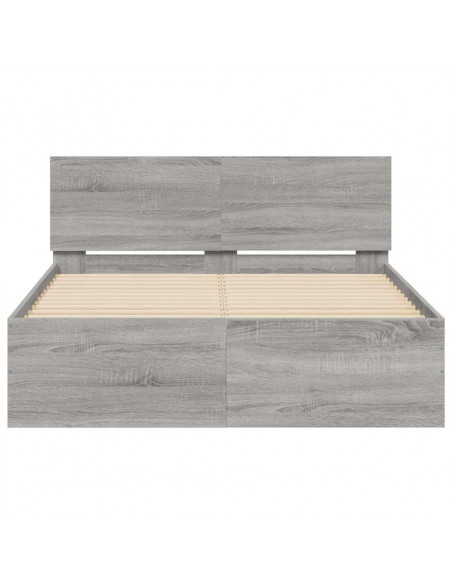 Giroletto con Testiera e LED Grigio Sonoma 120x190 cm