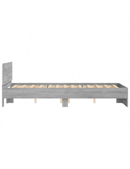 Giroletto con Testiera e LED Grigio Sonoma 120x190 cm