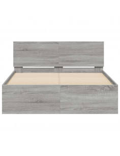 Giroletto con Testiera e LED Grigio Sonoma 120x200 cm