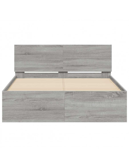 Giroletto con Testiera e LED Grigio Sonoma 120x200 cm