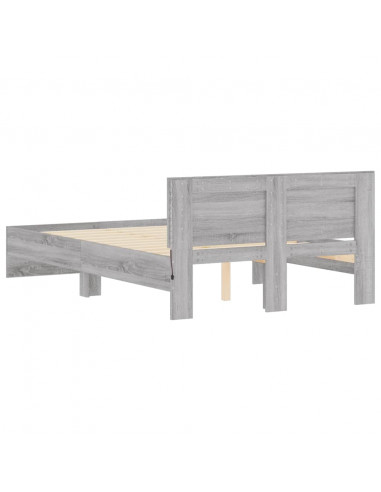 Giroletto con Testiera e LED Grigio Sonoma 135x190 cm