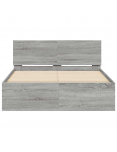 Giroletto con Testiera e LED Grigio Sonoma 140x190 cm