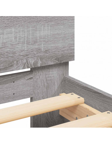 Giroletto con Testiera e LED Grigio Sonoma 140x190 cm