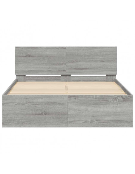 Giroletto con Testiera e LED Grigio Sonoma 140x200 cm