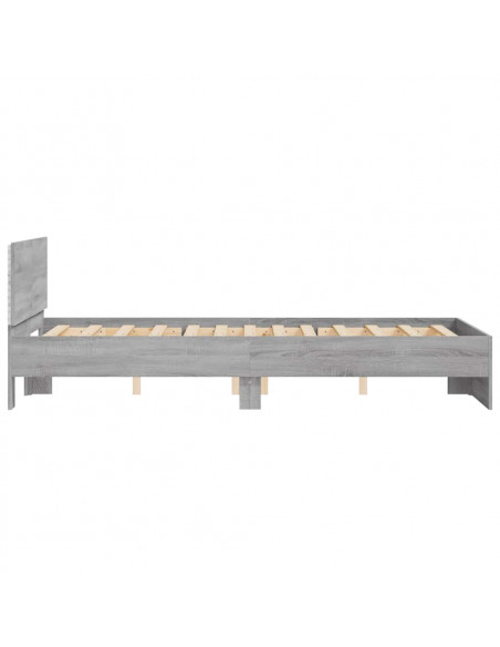 Giroletto con Testiera e LED Grigio Sonoma 140x200 cm