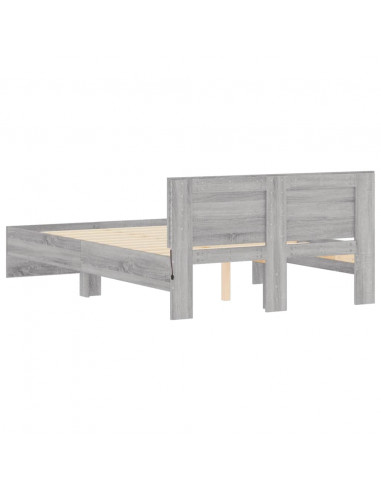 Giroletto con Testiera e LED Grigio Sonoma 140x200 cm