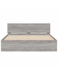 Giroletto con Testiera e LED Grigio Sonoma 150x200 cm