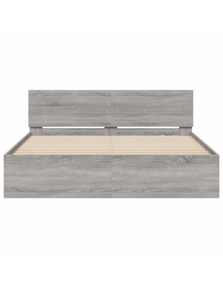 Giroletto con Testiera e LED Grigio Sonoma 150x200 cm