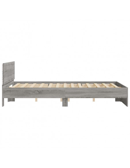Giroletto con Testiera e LED Grigio Sonoma 150x200 cm