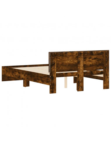 Giroletto con Testiera e LED Rovere Fumo 120x190 cm