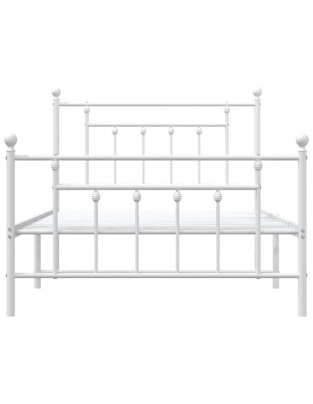 Giroletto con Testiera e Pediera Metallo Bianco 100x200 cm