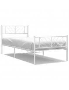 Giroletto con Testiera e Pediera Metallo Bianco 100x200 cm