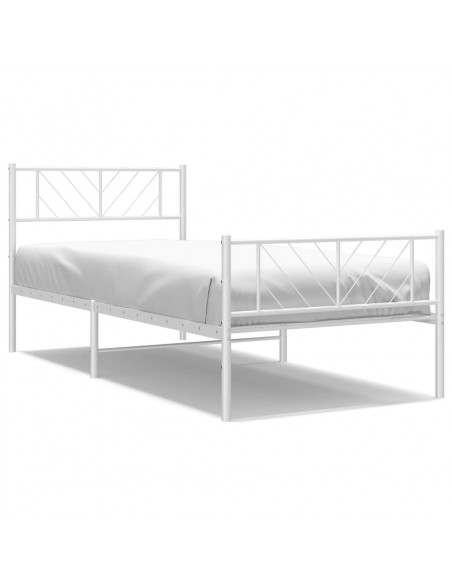 Giroletto con Testiera e Pediera Metallo Bianco 100x200 cm
